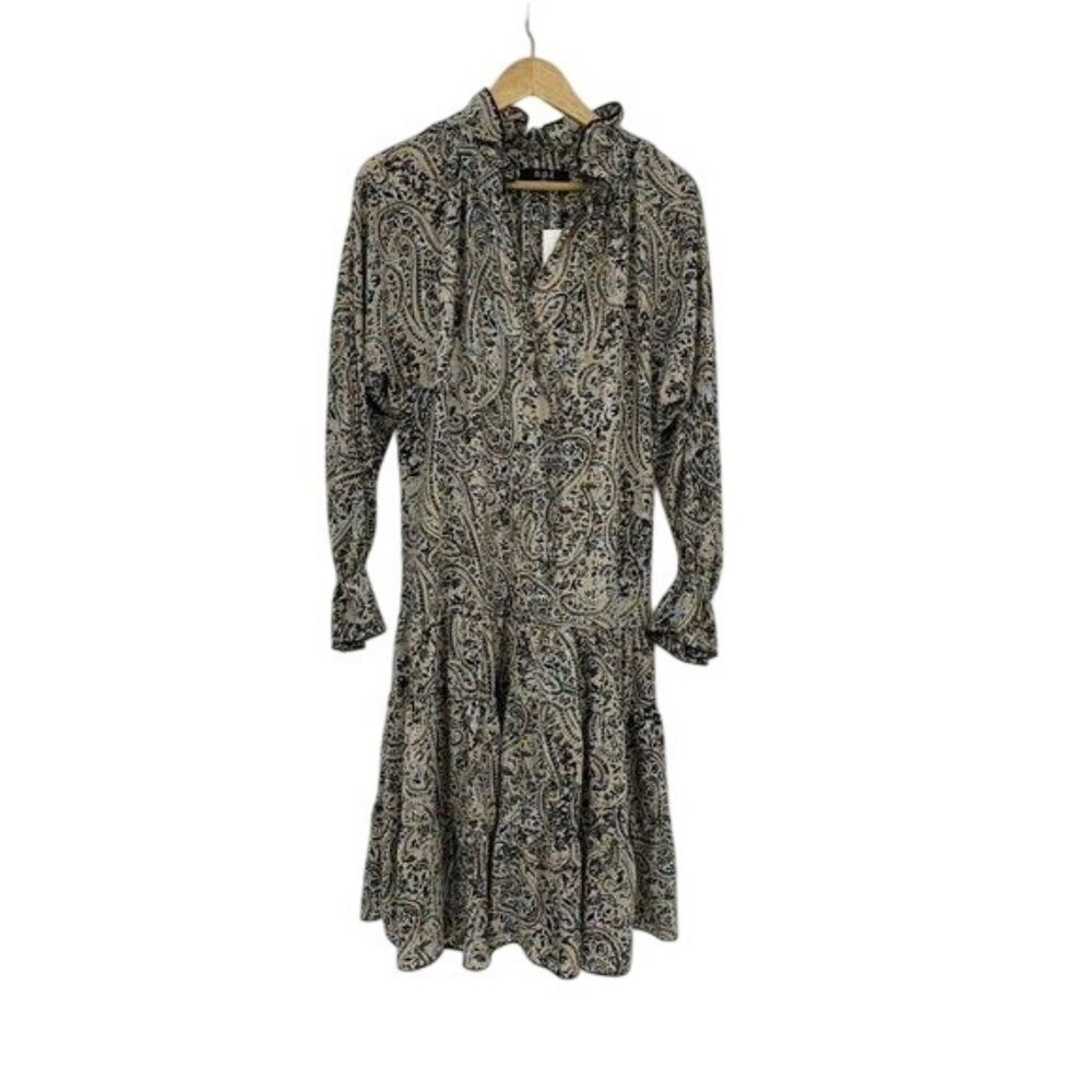 O.P.T Paisley Long Sleeve Shift Maxi Dress Size xs boho